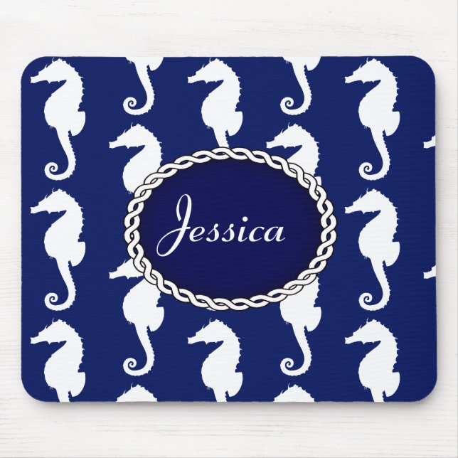Seamless Seahorse Pattern Mouse Pad (Front)