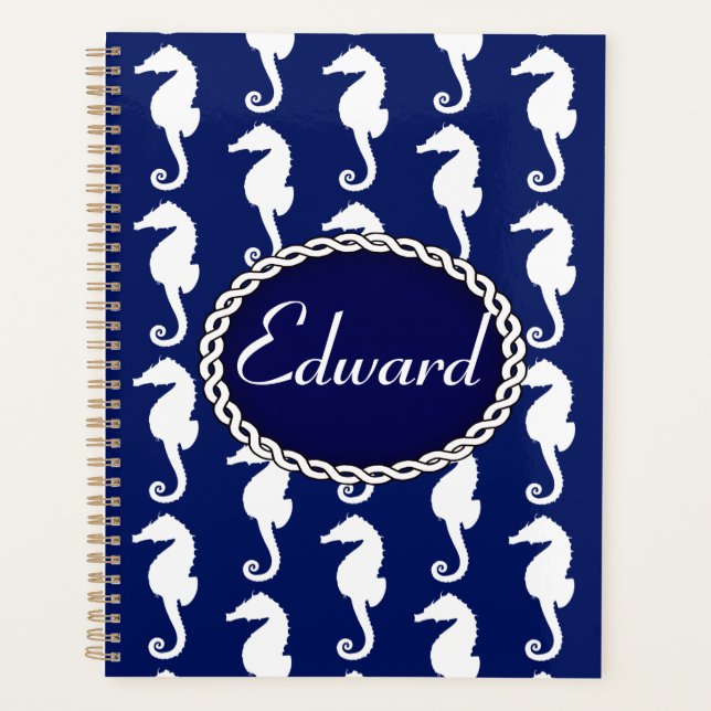 Seamless Seahorse Pattern Planner (Front)