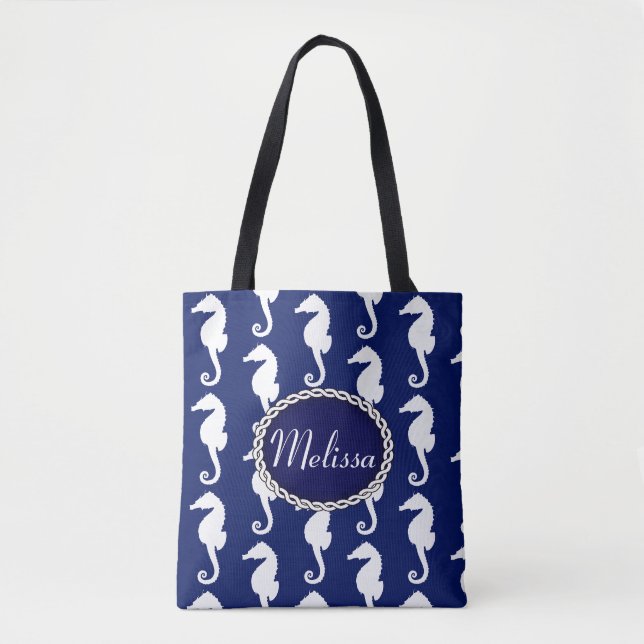 Seamless Seahorse Pattern Tote Bag (Front)
