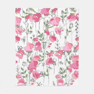 Seamless season pattern with sweet pea. Endless te Fleece Blanket