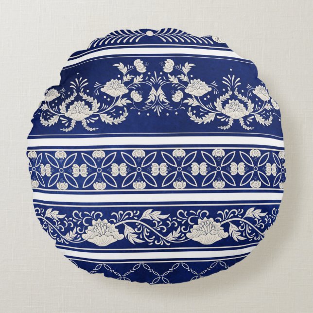 Seamless set of five borders pattern round pillow (Front)
