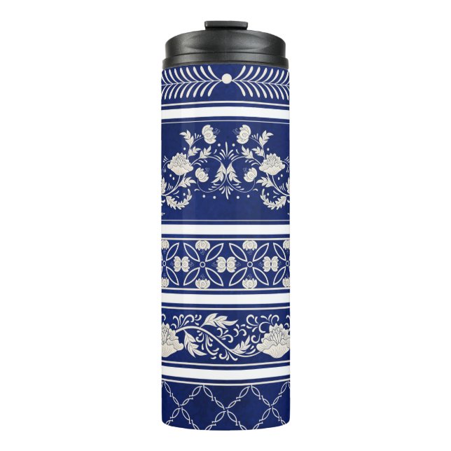 Seamless set of five borders pattern thermal tumbler (Front)