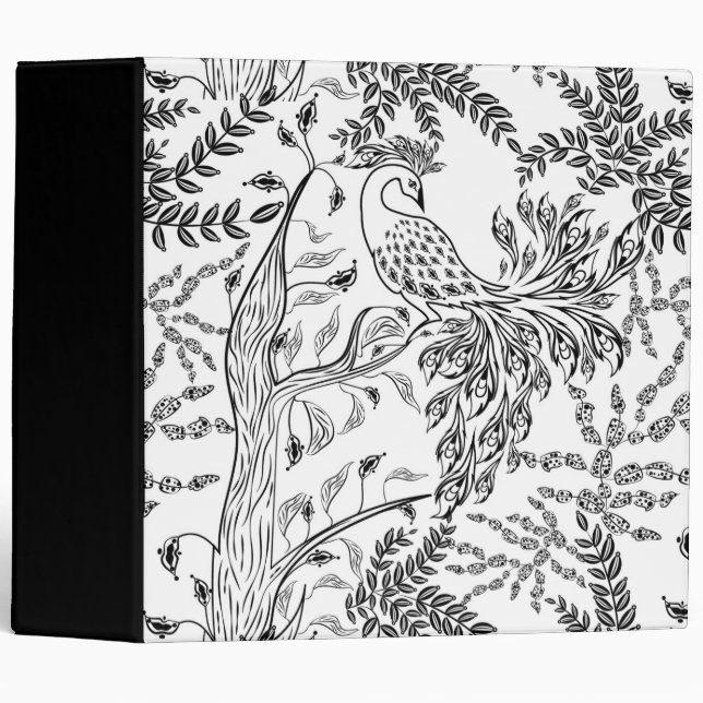 Seamless sketched fairy fantasy unreal bird tree p binder (Front/Spine)