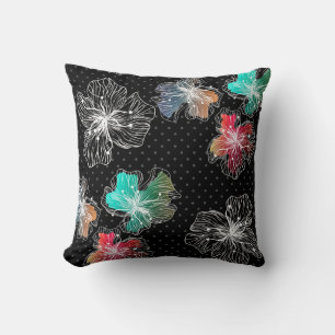 Seamless sketched lined flowers abstract modern pa throw pillow