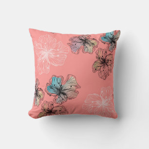 Seamless sketched lined flowers abstract modern pa throw pillow