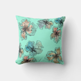 Seamless sketched lined flowers abstract modern pa throw pillow