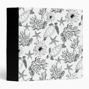 Seamless sketched marine sea ocean turtl plants se binder