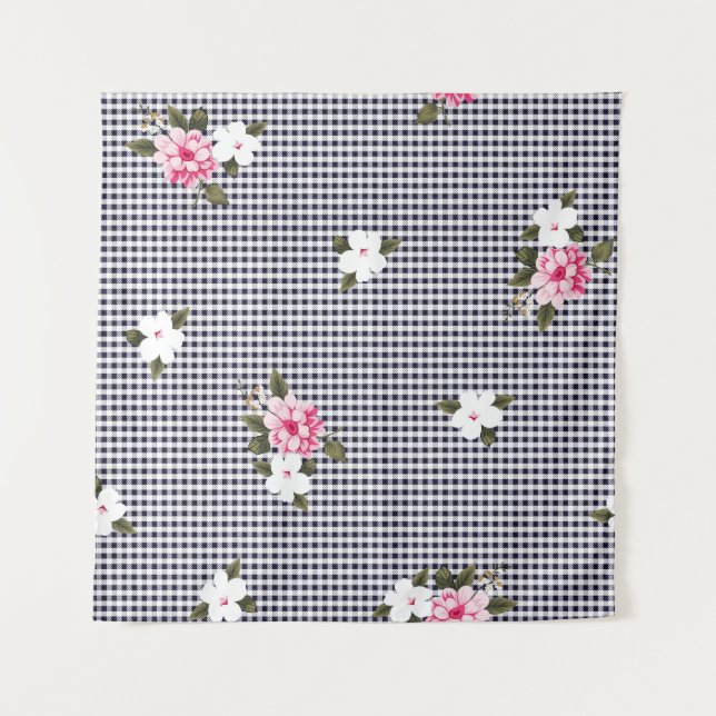 Seamless small checks and flower patternabstract,  tapestry (Front)