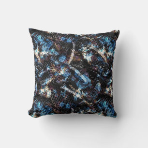 Seamless snake reptile lizard python skin leather throw pillow
