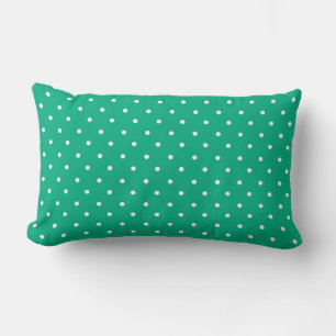 Seamless solid teal polka dot pattern lumbar pillow