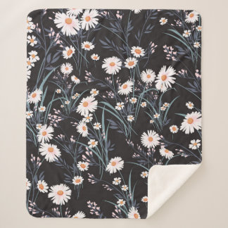 Seamless spring floral pattern with daisies sherpa blanket