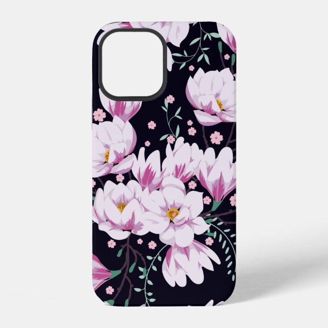 Seamless spring pattern with magnolias. iPhone case (Back)