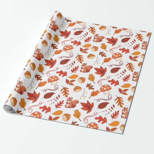 Seamless Squirrels and Chestnuts Wrapping Paper (Unrolled)