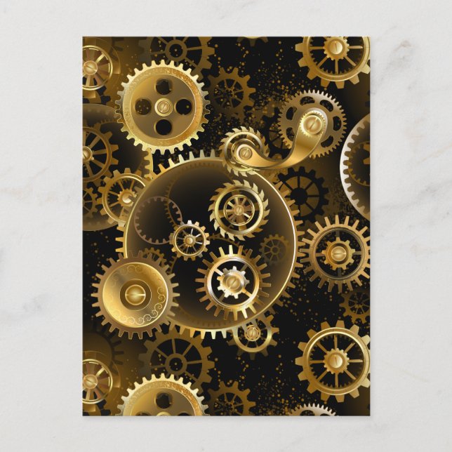 Seamless Steampunk Brass Gears Advice Card (Front)