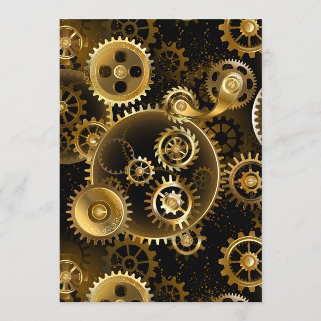 Seamless Steampunk Brass Gears Advice Card (Front)