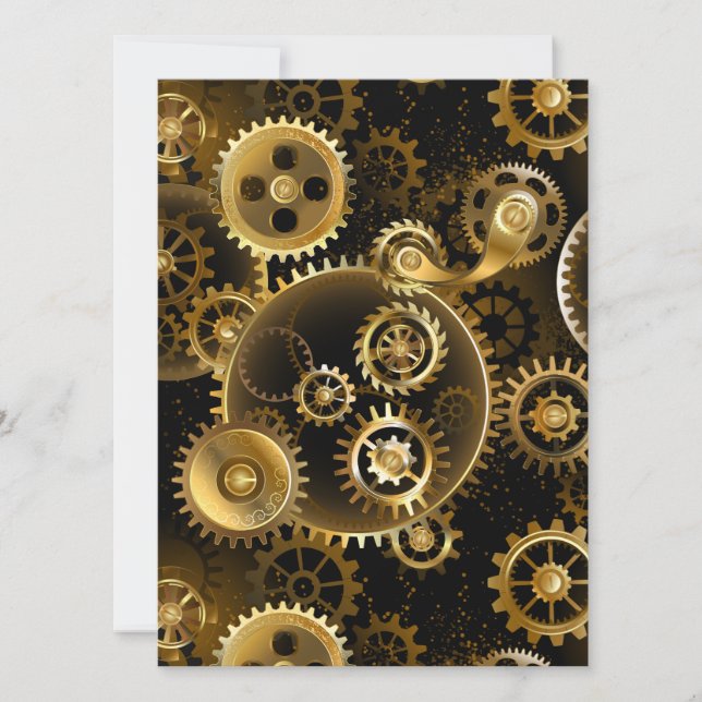 Seamless Steampunk Brass Gears Announcement (Front)