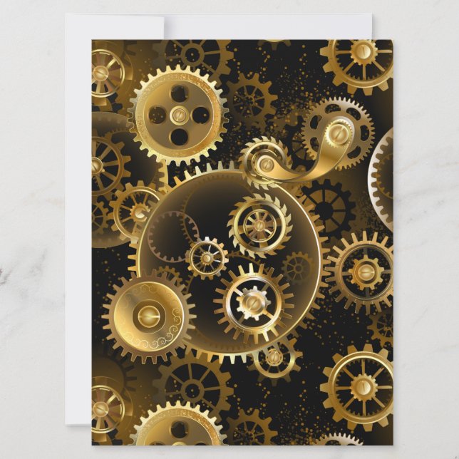 Seamless Steampunk Brass Gears Announcement (Front)
