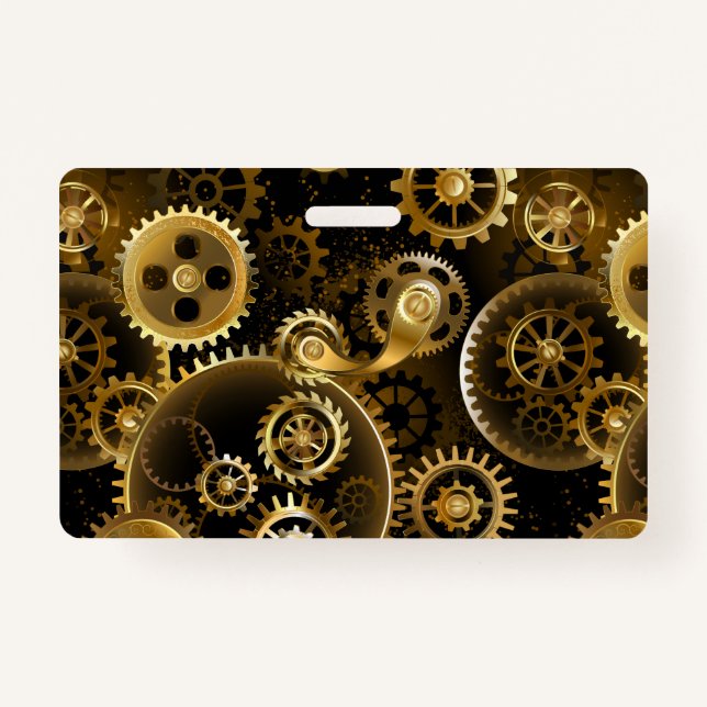 Seamless Steampunk Brass Gears Badge (Front)