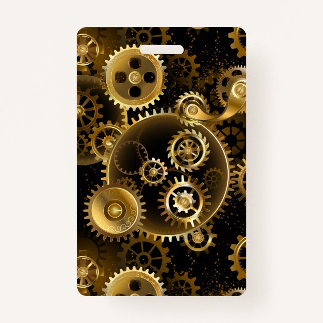 Seamless Steampunk Brass Gears Badge (Front)