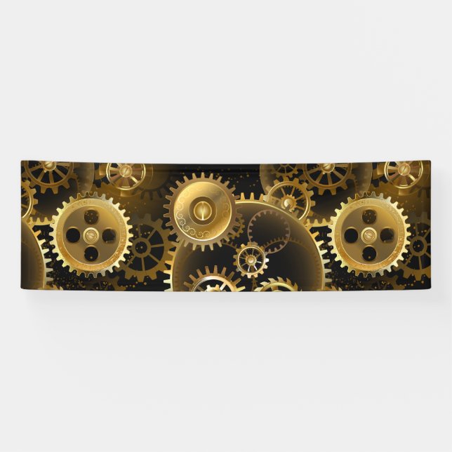 Seamless Steampunk Brass Gears Banner (Horizontal)