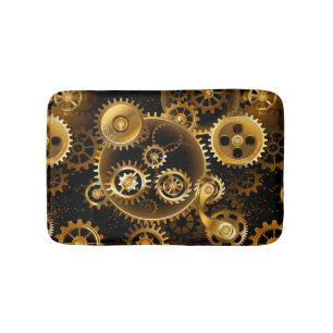 Seamless Steampunk Brass Gears Bath Mat