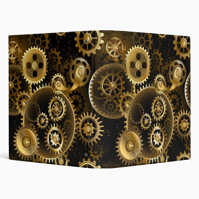 Seamless Steampunk Brass Gears Binder (Background)
