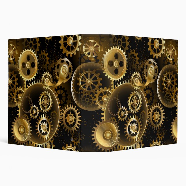Seamless Steampunk Brass Gears Binder (Background)