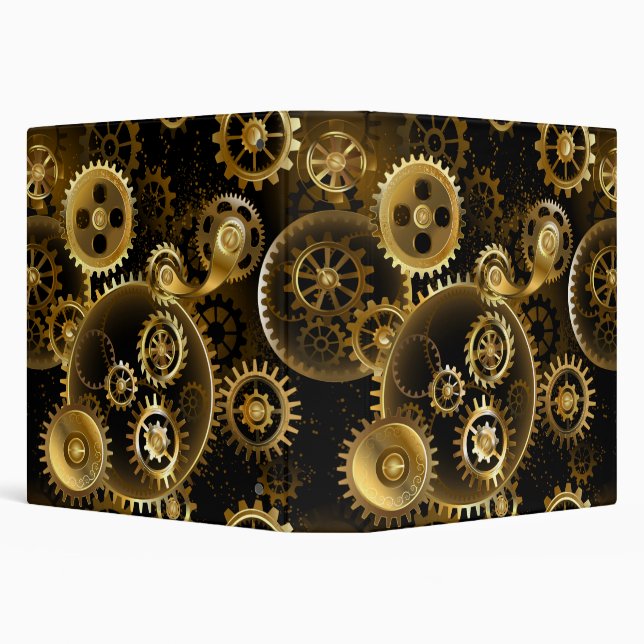 Seamless Steampunk Brass Gears Binder (Background)