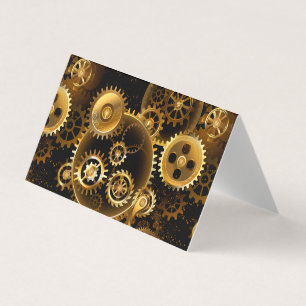 Seamless Steampunk Brass Gears Business Card