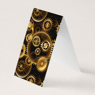 Seamless Steampunk Brass Gears Business Card