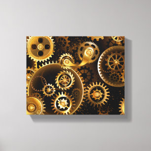 Seamless Steampunk Brass Gears Canvas Print