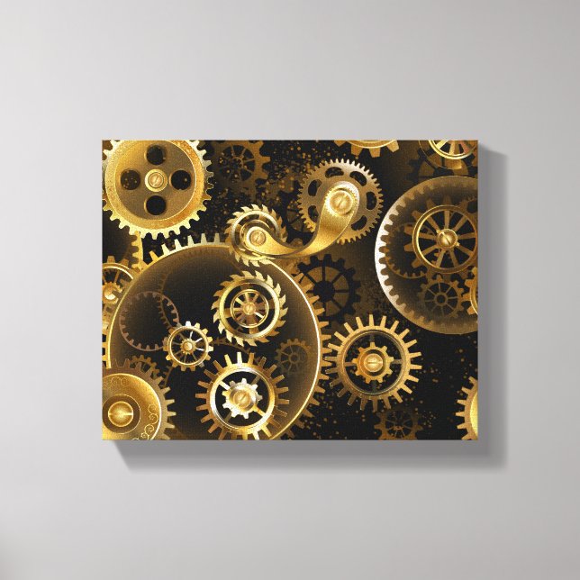 Seamless Steampunk Brass Gears Canvas Print (Front)