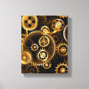 Seamless Steampunk Brass Gears Canvas Print