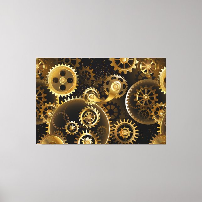 Seamless Steampunk Brass Gears Canvas Print (Front)
