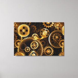 Seamless Steampunk Brass Gears Canvas Print