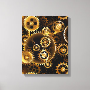 Seamless Steampunk Brass Gears Canvas Print