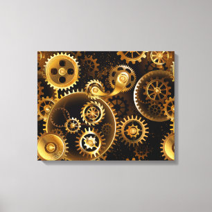 Seamless Steampunk Brass Gears Canvas Print