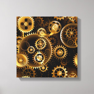 Seamless Steampunk Brass Gears Canvas Print