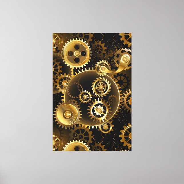 Seamless Steampunk Brass Gears Canvas Print (Front)
