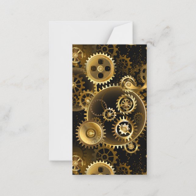 Seamless Steampunk Brass Gears Card (Front)