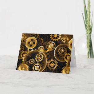 Seamless Steampunk Brass Gears Card
