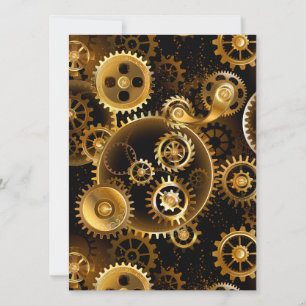 Seamless Steampunk Brass Gears Card
