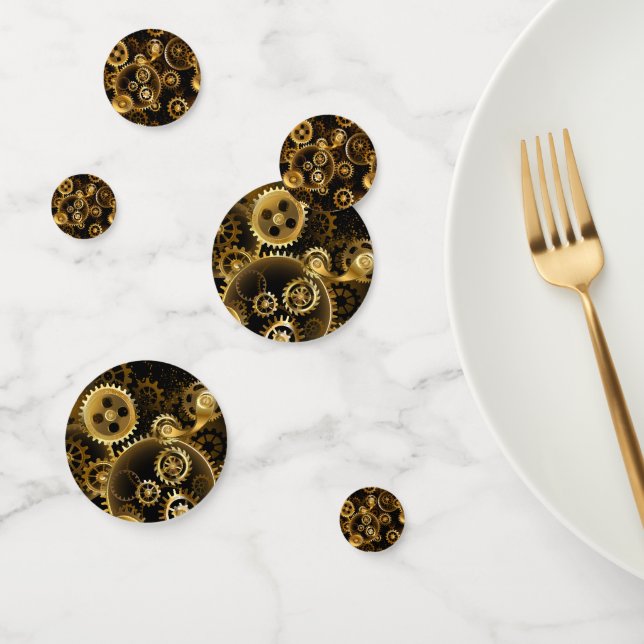 Seamless Steampunk Brass Gears Confetti (Group)