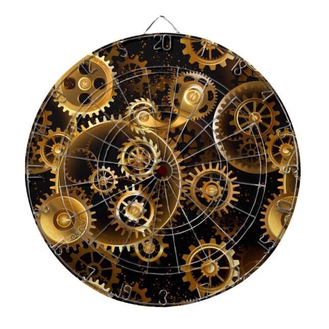Seamless Steampunk Brass Gears Dartboard (Front)
