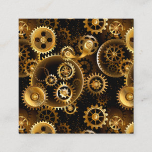 Seamless Steampunk Brass Gears Discount Card
