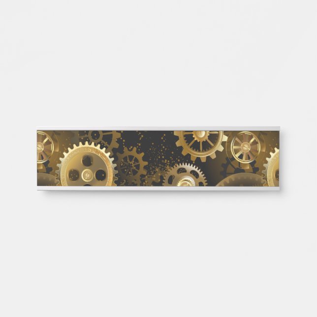 Seamless Steampunk Brass Gears Door Sign (Front)