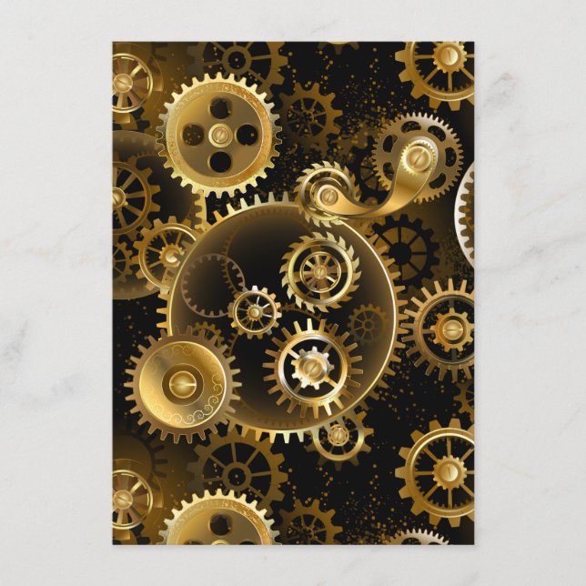 Seamless Steampunk Brass Gears Enclosure Card (Front)