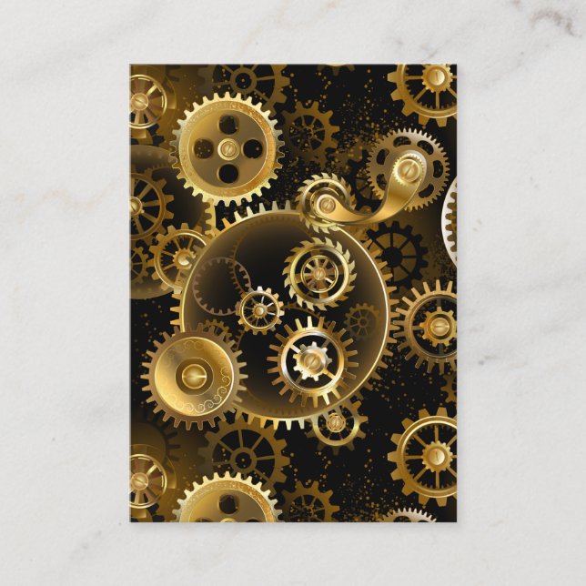 Seamless Steampunk Brass Gears Enclosure Card (Front)