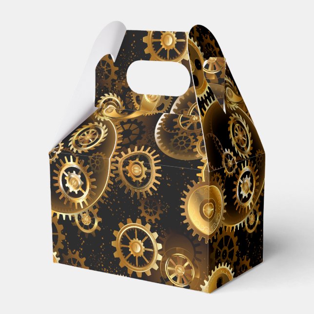 Seamless Steampunk Brass Gears Favor Box (Front Side)