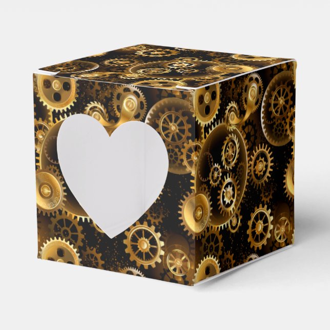 Seamless Steampunk Brass Gears Favor Box (Front Side)